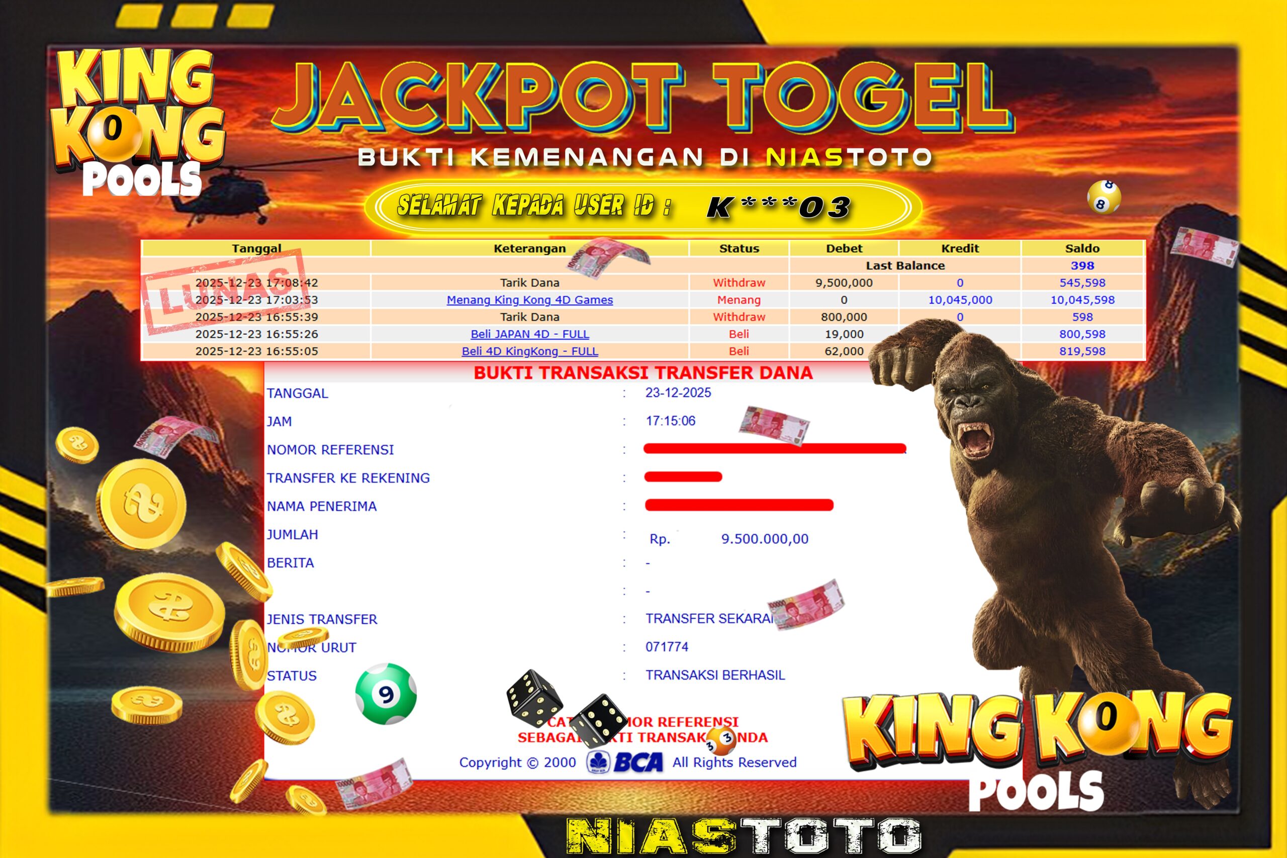 Bukti Jackpot Lunas NiasToto